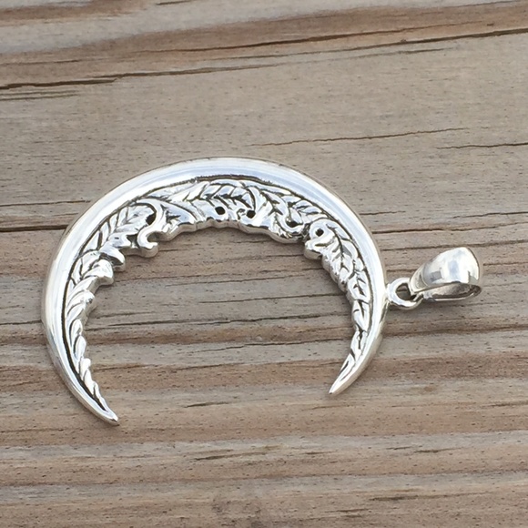 Large Moon Flower Pendant solid .925 Sterling Silver Magick Moon Peter Stone - Picture 6 of 8